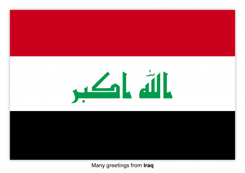 Vykort med flaggan i Irak