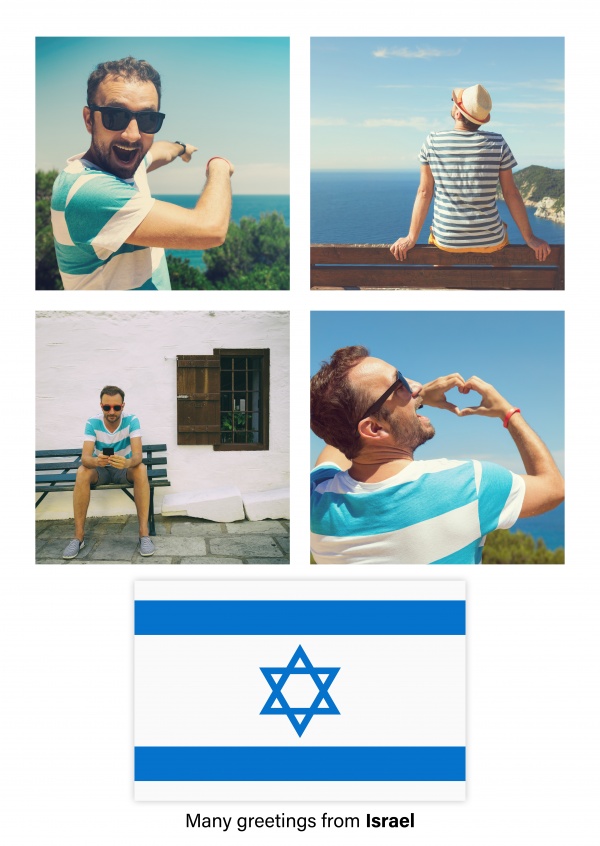 Vykort med flaggan i Israel