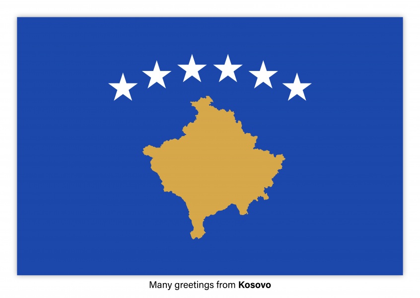 Vykort med flaggan i Kosovo