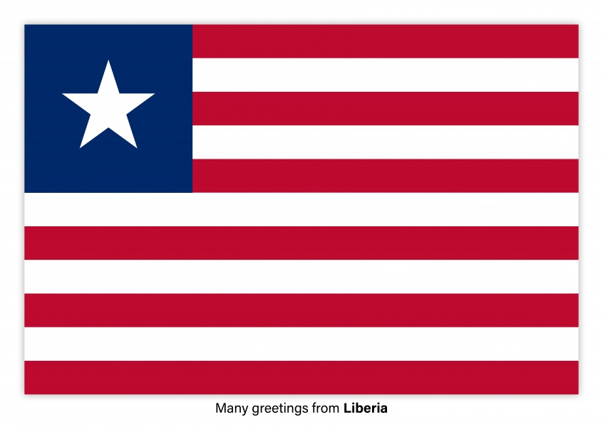 Vykort med flaggan i Liberia