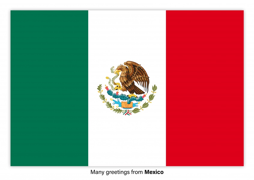 Vykort med flaggan i Mexiko