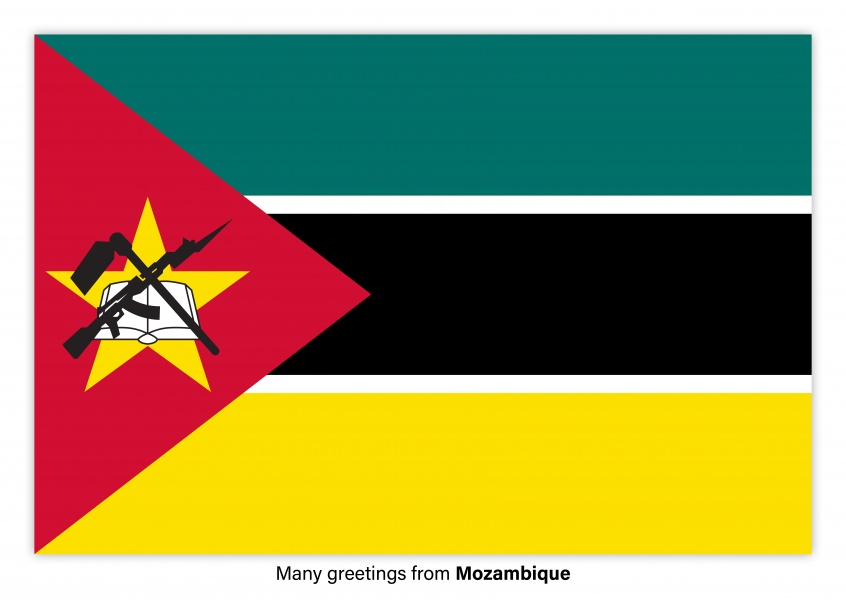 Vykort med flaggan i Moçambique