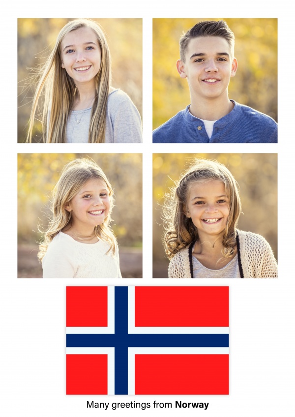 Vykort med flaggan i Norge