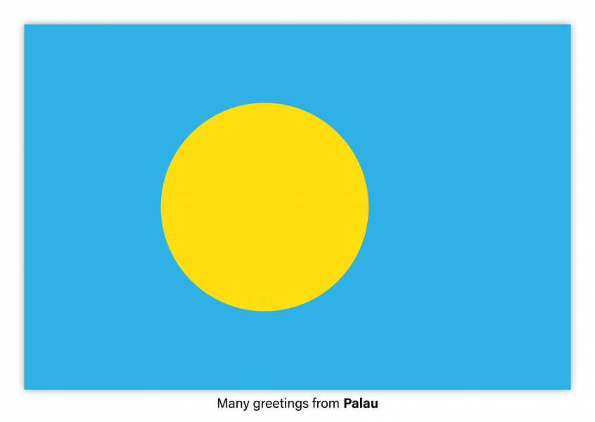 Vykort med flaggan i Palau