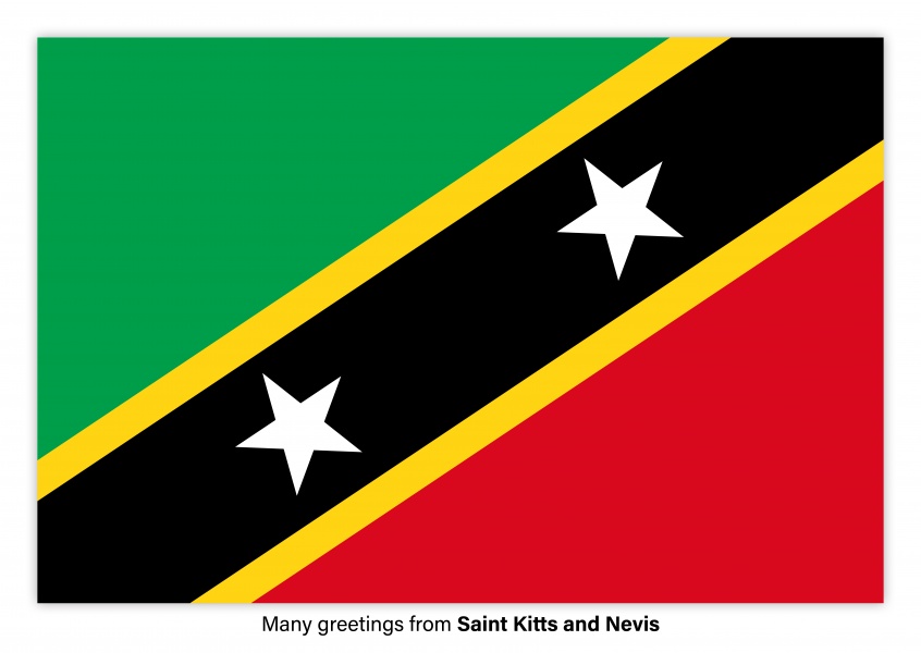 Vykort med flaggan i Saint Kitts och Nevis