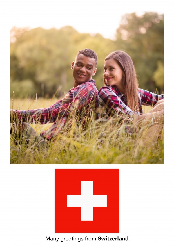 Vykort med flaggan i Schweiz