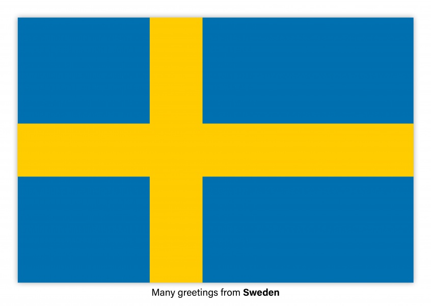 Vykort med flagga Sverige