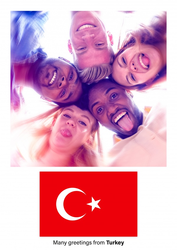 Vykort med flaggan i Turkiet