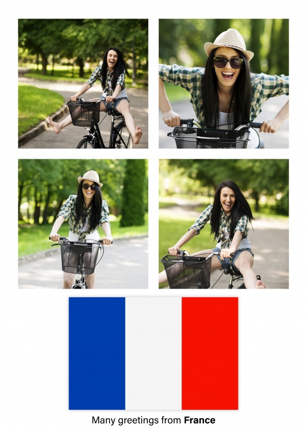 Vykort med flaggan i Frankrike