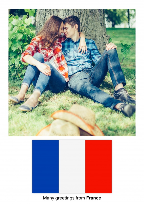 Vykort med flaggan i Frankrike