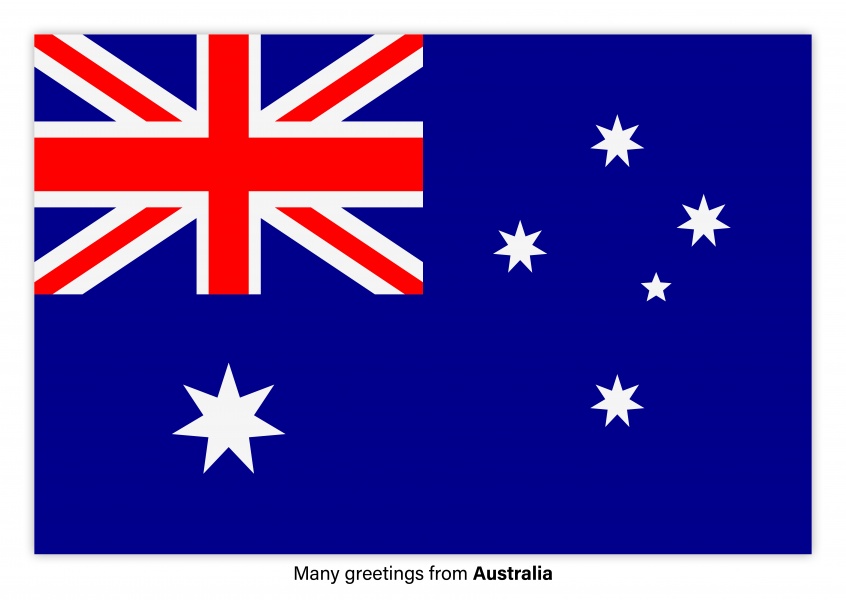 Vykort med flaggan i Australien