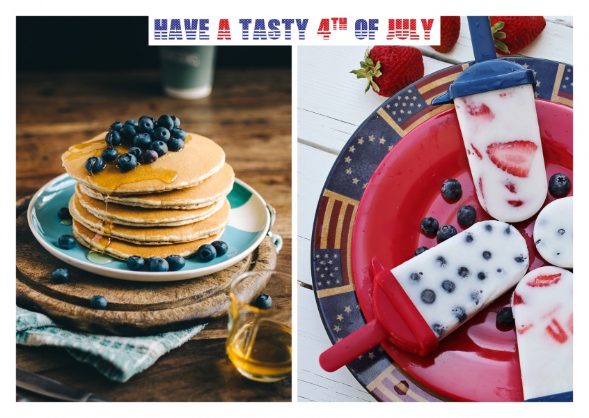 photo collage American style pancake and ice cream lollipops