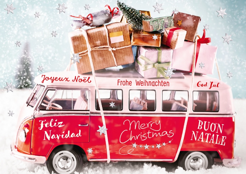 photo Christmas van with gifts