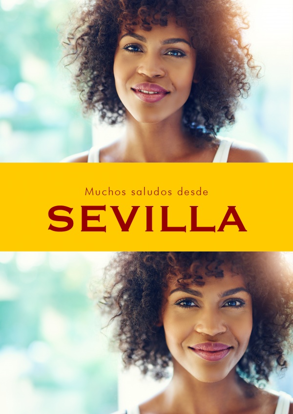 Sevilla Grüße auf spanisch in landestypischer Farbe & Font