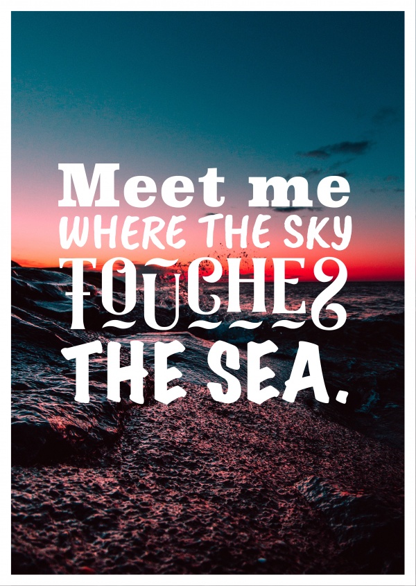 vykort offert för att Träffa mig där himlen rör vid havet