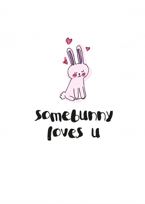 rosa hase mit Herzen und some bunny loves you schrift