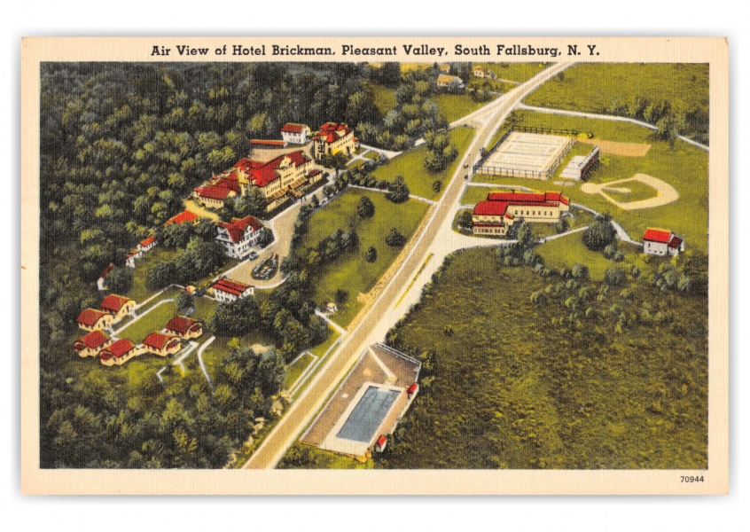 South Fallsburg, New York, air view of Hotel Brickman