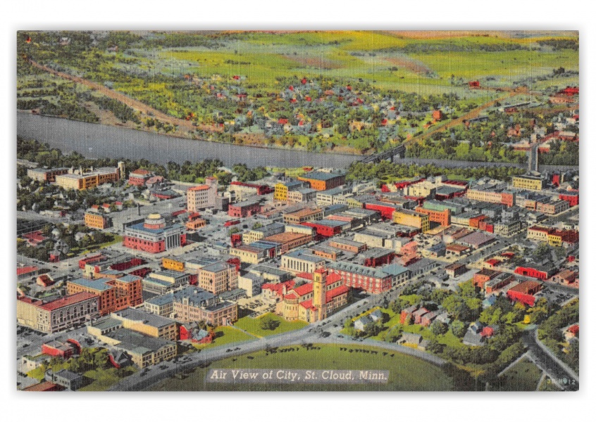 St. Cloud Minnesota Aerial View | Vintage & Antique Postcards 🗺 📷 🎠 |  Send real postcards online