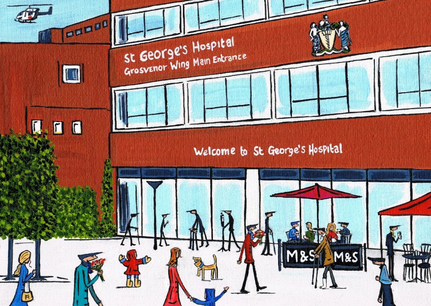 Illustrazione Sud di Londra, l'Artista del St George's hospital di ingresso