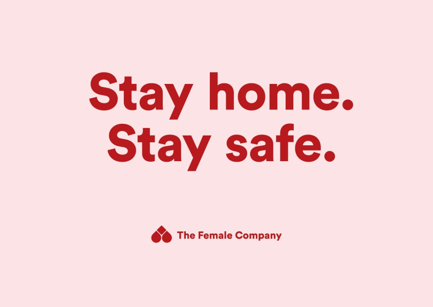 THE FEMALE COMPANY postcard stay home stay safe