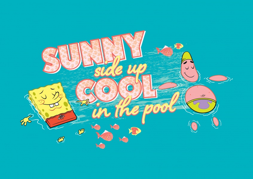 Sunny side up in the pool - Spongebob and Patrick taking a dip