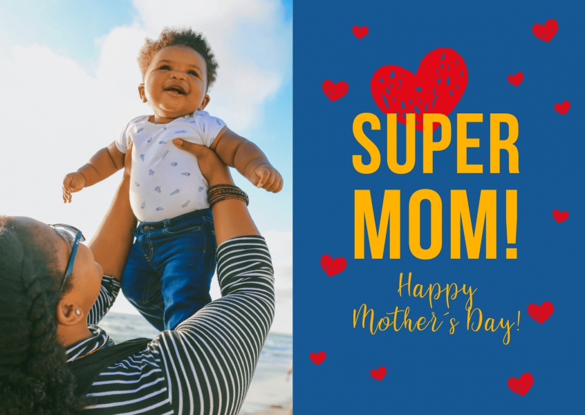Muttertagskarte mit Spruch SUPER MOM