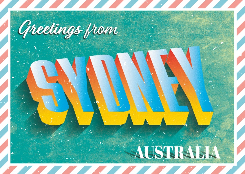 Retro Postkarte Sydney, Australien