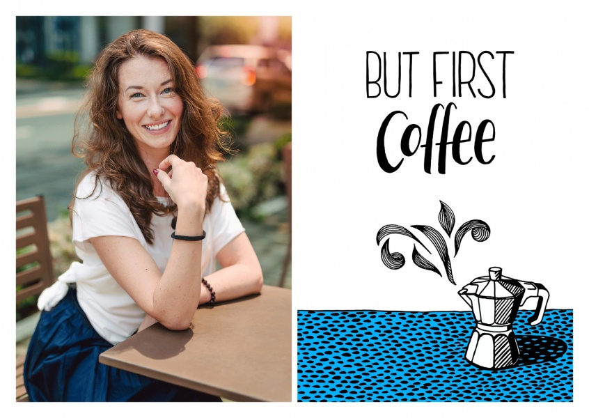 illustration, typografi Tatjana Buisson kaffemaskin