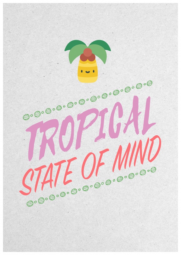cartão postal de citação Tropical estado de espírito