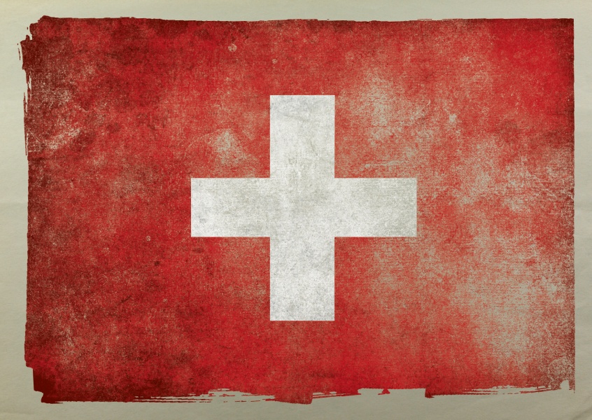 Postkarte mit Flagge von der Schweiz