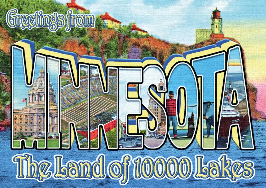 Land 10,000 Lakes Minnesota United States America Travel Advertisement Poster 