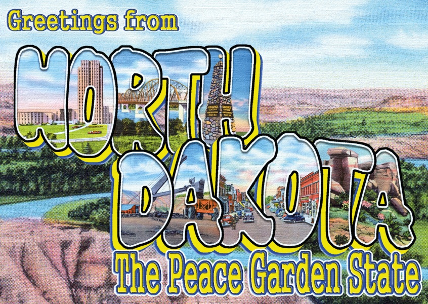 North Dakota vintage design greeting card