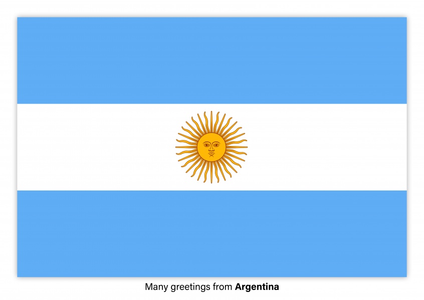 Postal con la bandera de Argentina