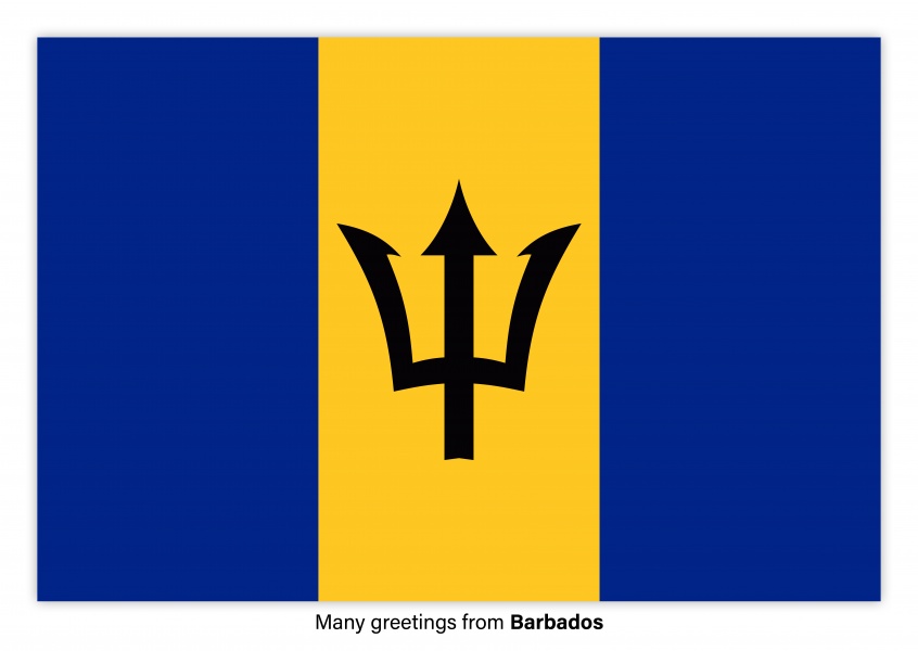 Postal con la bandera de Barbados