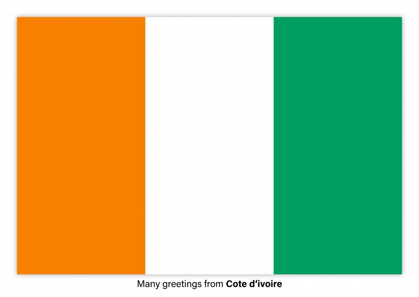 Postal con la bandera de Costa de marfil