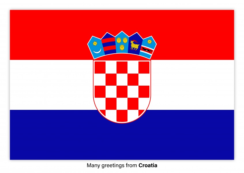 Postal con la bandera de Croacia