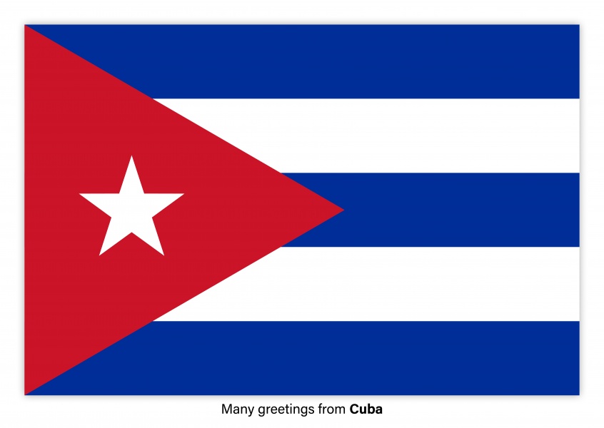 Postal con la bandera de Cuba