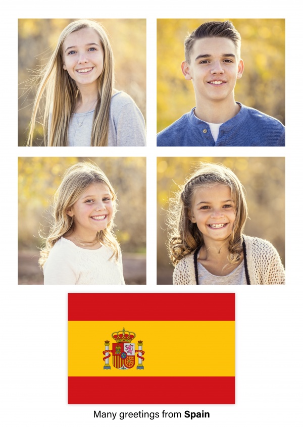 Postal con la bandera de España