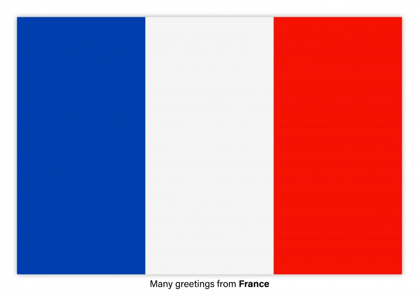 Postal con la bandera de Francia