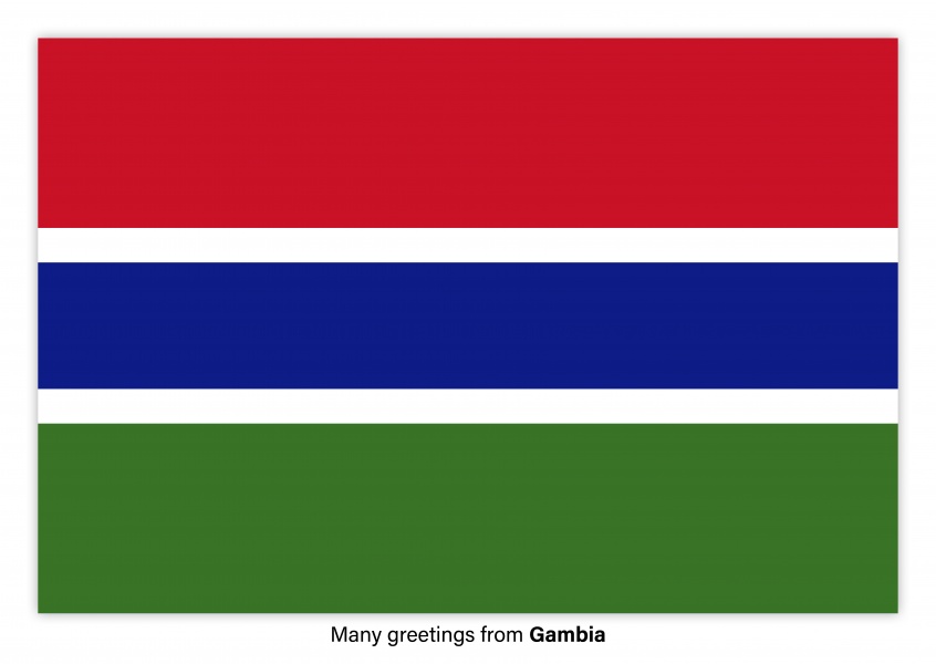 Postal con la bandera de Gambia