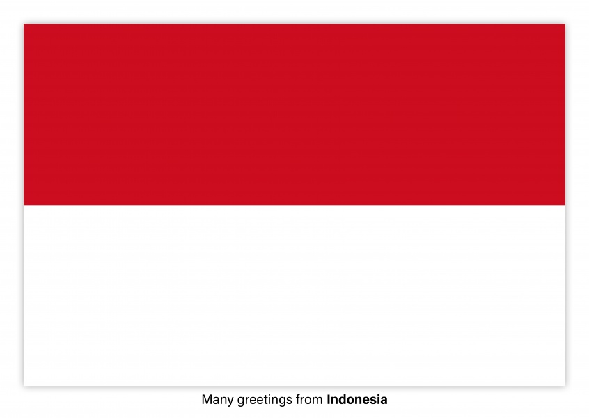 Postal con la bandera de Indonesia