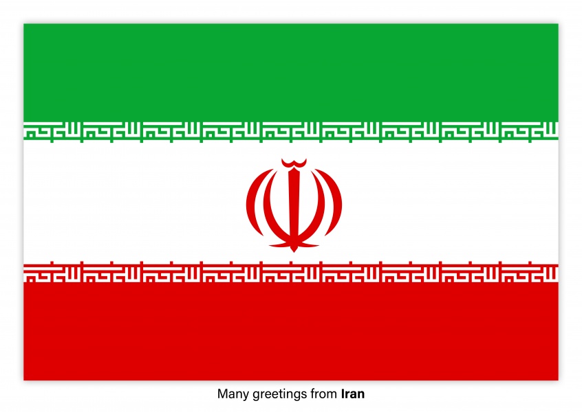 Postal con la bandera de Irán