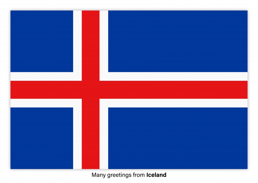 Postal con la bandera de Islandia