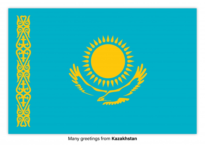 Postal con la bandera de Kazajstán