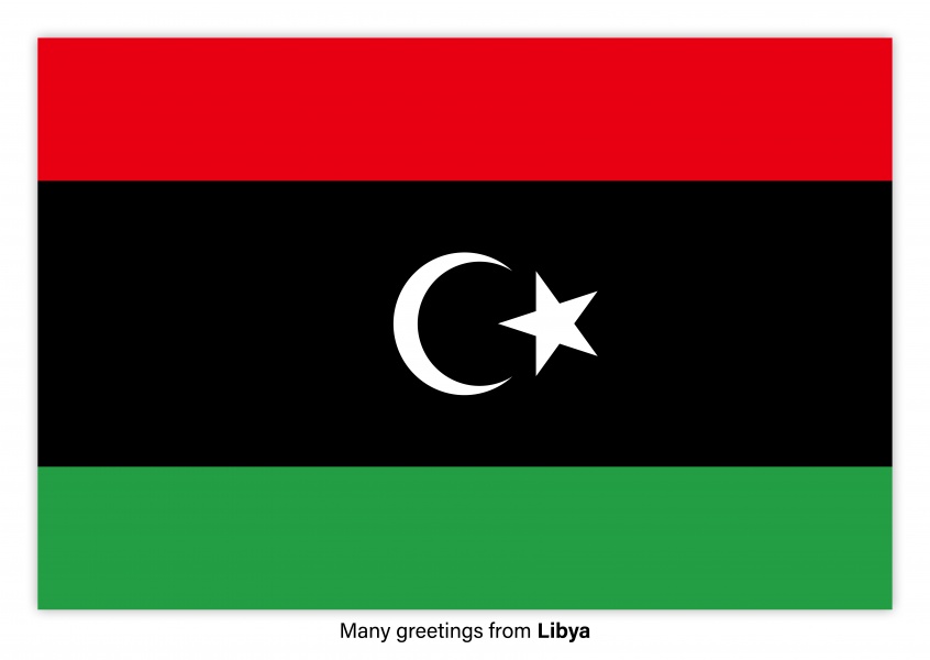 Postal con la bandera de Libia
