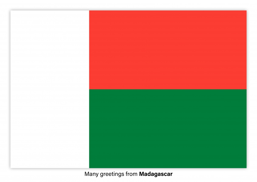 Postal con la bandera de Madagascar