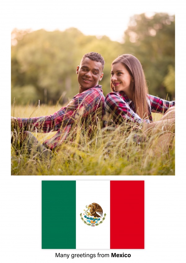 Postal con la bandera de México