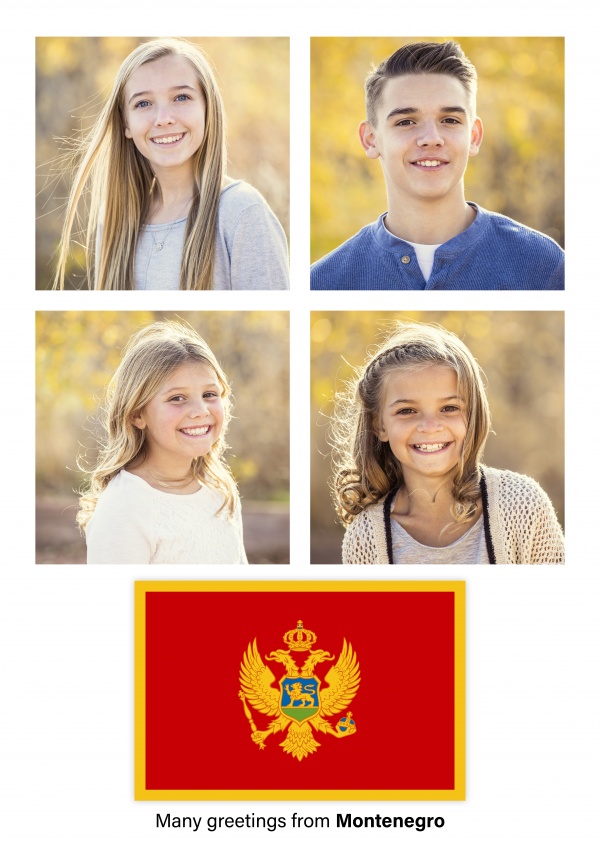 Postal con la bandera de Montenegro