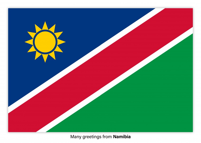 Postal con la bandera de Namibia