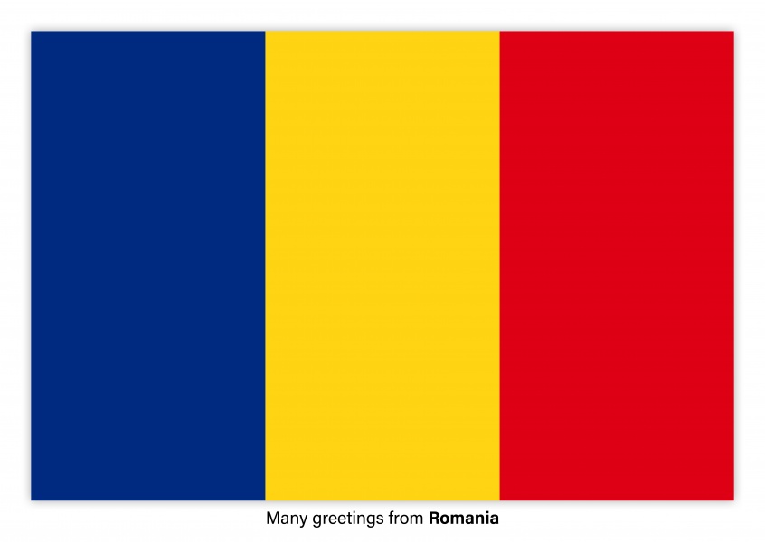 Postal con la bandera de Rumania